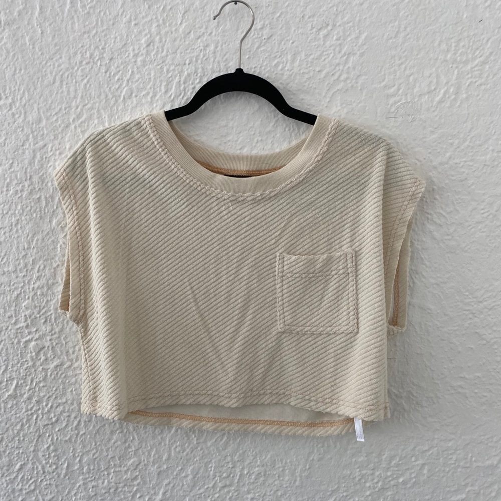 Ribbed Terry Cream Crop